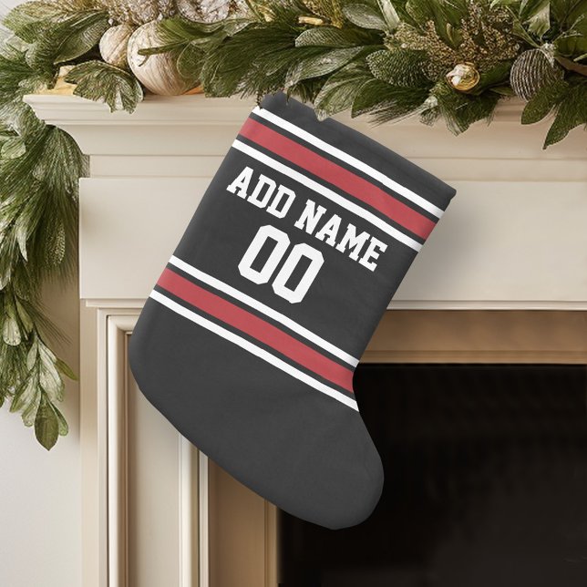 Meia De Natal Grande Team Jersey com nome e número personalizados (Personalized Christmas Stocking)