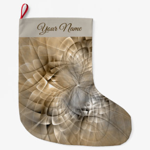 Meia De Natal Grande Terra Tones Abstrato Moderno Arte Fractal Nome Pró