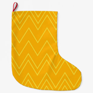 Meia De Natal Grande Teste padrão de ziguezague amarelo, legal, na