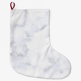 Meia De Natal Grande Textura branca de mármore