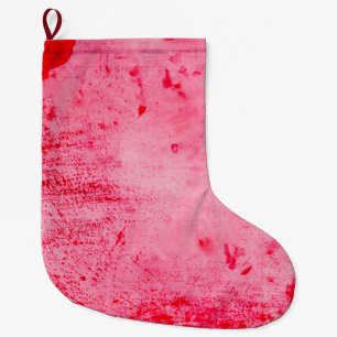 Meia De Natal Grande Textura de Pintura Grunge Rosa Vermelho