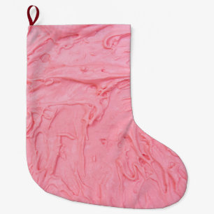 Meia De Natal Grande Textura de Sorvete de Morango Rosa