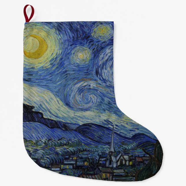 Meia De Natal Grande The Starry Night (Vincent van Gogh) (Famous Art) (Frente)