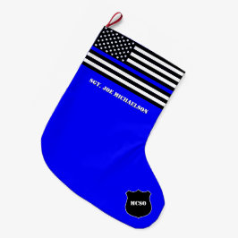 Meia De Natal Grande [Thin Blue Line] Back the Blue Police Precinct