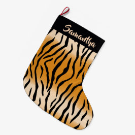 Meia De Natal Grande Tiger Stripes Padrão Grande Estoque de Natal