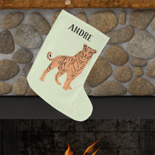 Meia De Natal Grande Tigre feroz personalizado