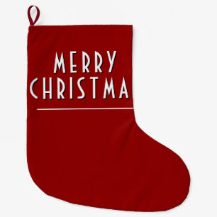 Meia De Natal Grande Tipografia de Natal Vermelho Simples