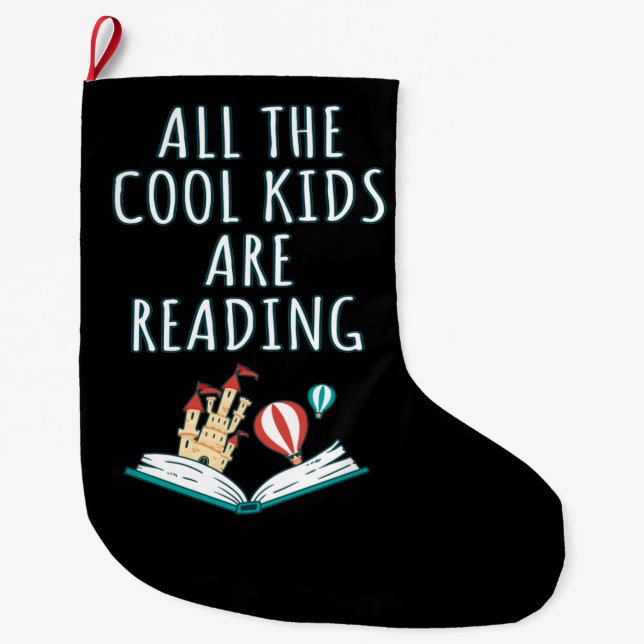 Meia De Natal Grande Todas As Crianças Legal Estão Lendo No Grande Nata (Frente)