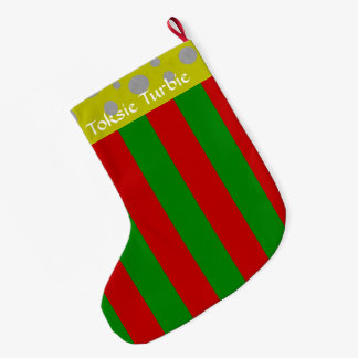 Meia De Natal Grande Toksie Turbie Verde Vermelho Listras Natal