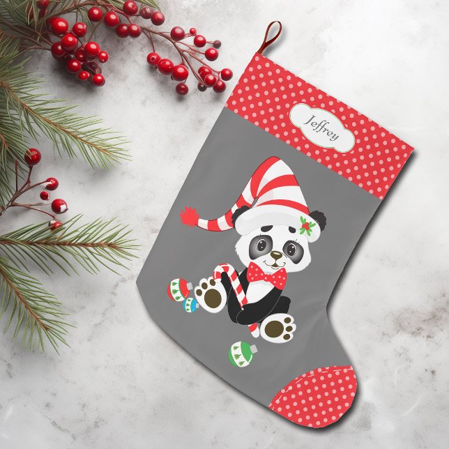 Meia De Natal Grande Travando Urso de Panda do Boné (Criador carregado)