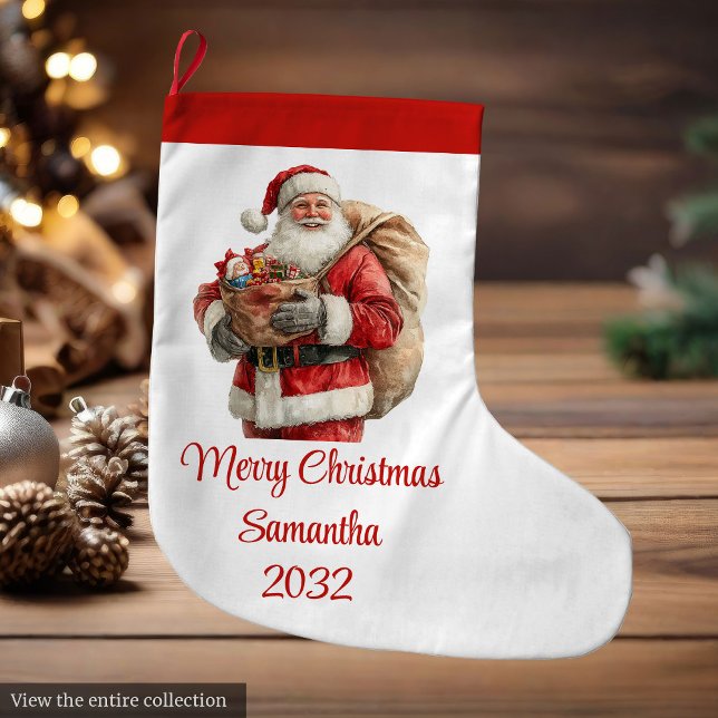Meia De Natal Grande Trendy Santa Claus Modern Warmish Holiday Stocking (Trendy Santa Claus Modern Warmish Holiday Stocking)