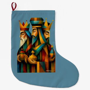 Meia De Natal Grande Três Homens Sábios Arte Abstrata da Natividade