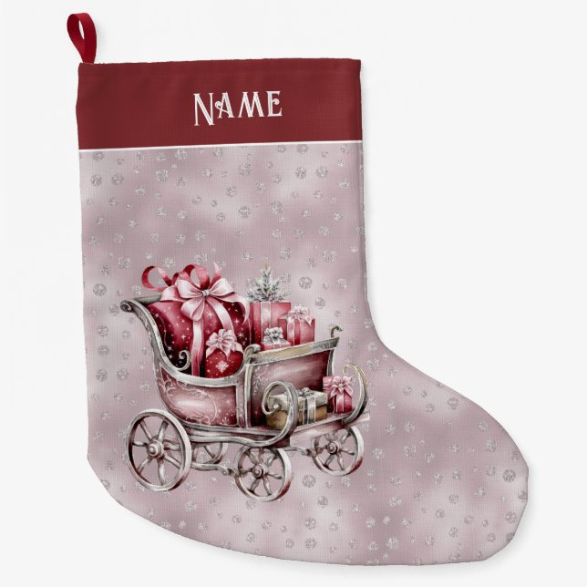 Meia De Natal Grande Trilha de Natal Com Presentes Feriados (Frente)