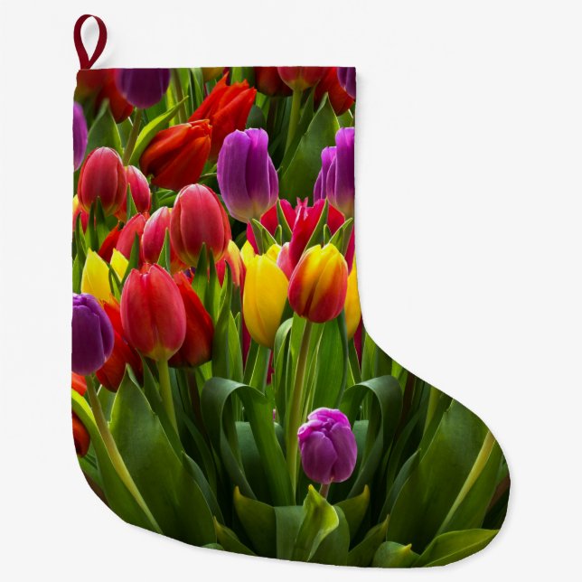 Meia De Natal Grande Tulipas Bris (Frente)