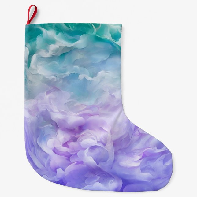 Meia De Natal Grande Turbilhão de nuvens azul e roxa (Frente)