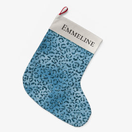 Meia De Natal Grande Turquesa Azul-Leopardo-Estimulante