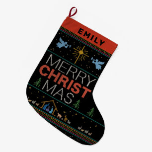 Meia De Natal Grande Ugly Feliz CRISTmas Sweater Jesus Cristo Cristão