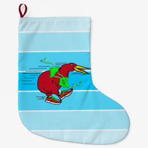 Meia De Natal Grande Um belo cartoon Kiwi dirigindo calçados vestidos