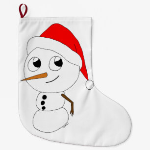 Meia De Natal Grande um boneco de neve chibi