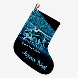 Meia De Natal Grande Um Lobo na Neve - Joyeux Noё l