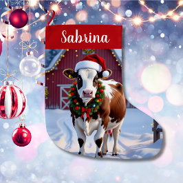 Meia De Natal Grande Um Natal Festivo De Vaca Personalizado