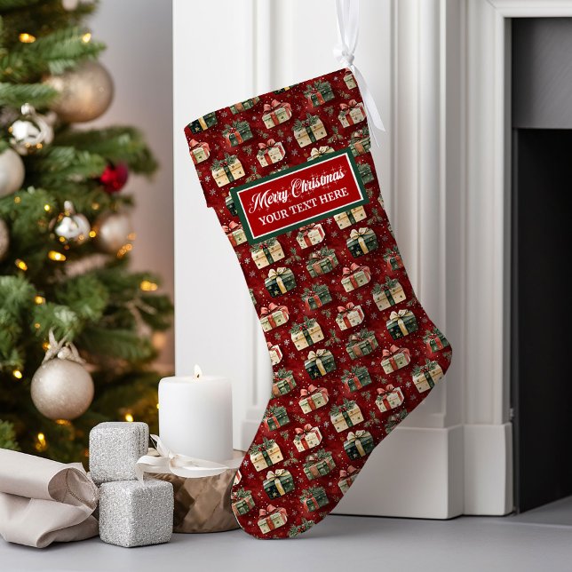 Meia De Natal Grande Única Aquarela Personalizada de Estoque de Natal (Unique Personalized Christmas Stocking Watercolor)