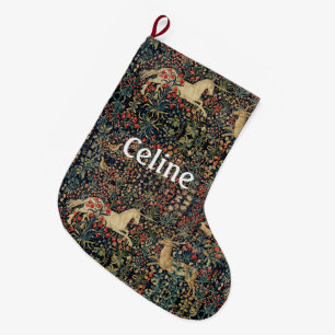 MEIA DE NATAL GRANDE UNICORN E DEER,FLORES,ANIMAIS FLORESTAIS FLORESTAI