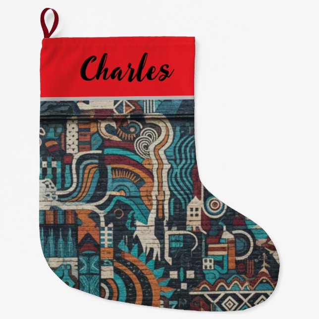 Meia De Natal Grande Urban Soul Patterns Christmas Stocking (Frente)