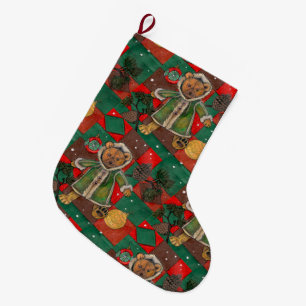 Meia De Natal Grande Ursinho de Natal Muito Beary