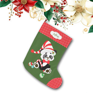 Meia De Natal Grande Urso de panda bonito Polkadot
