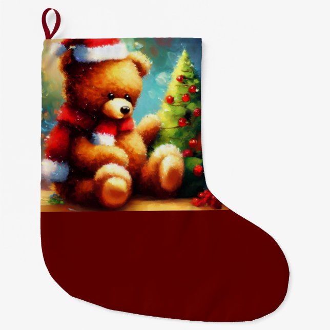 Meia De Natal Grande Urso de Peste Natal 1 (Frente)