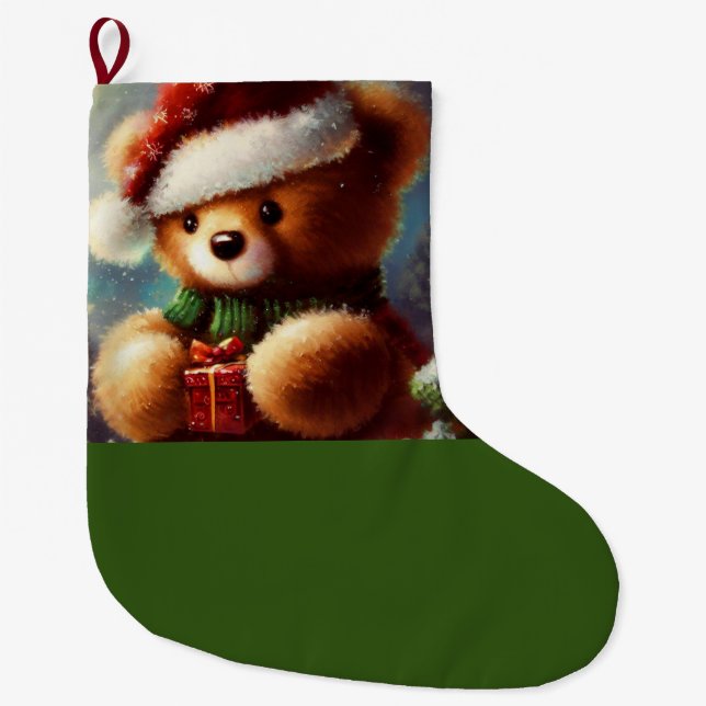 Meia De Natal Grande Urso de Teddy de Natal 2 (Frente)