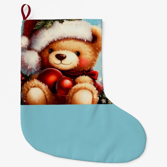Meia De Natal Grande Urso de Teddy de Natal 4 (Frente)