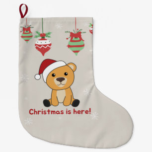 Meia De Natal Grande Ursos Coloridos Brancos Felizes De Natal