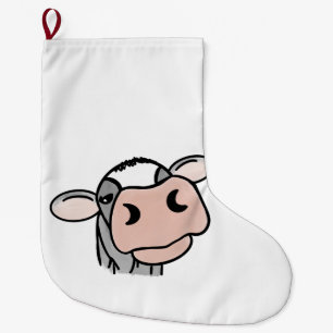 Meia De Natal Grande vaca de desenho animado preto branco rosa beijo ci