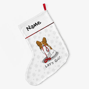 Meia De Natal Grande Vamos! Papillon (branco e vermelho)