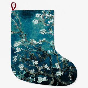 Meia De Natal Grande Van Gogh Almond Blossoms Dark Teal