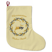 Veado Feliz Natal com Coroa Amarela Personalizado