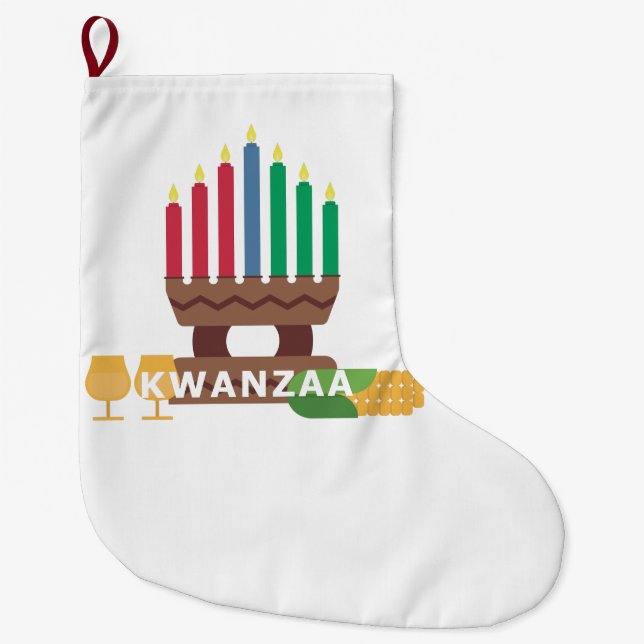 Meia De Natal Grande velas kwanzaa felizes (Frente)