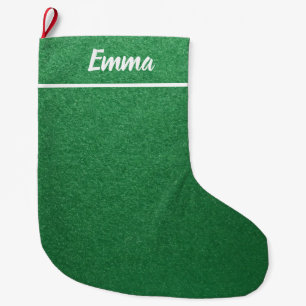 Meia De Natal Grande Verde de Script de Nome Minimalista Simples