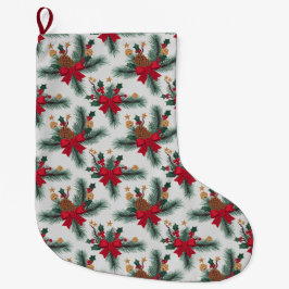 Meia De Natal Grande Verde-Natal Linhas Vermelhas Linhas Douradas Desta