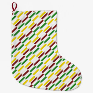 Meia De Natal Grande Vermelho Natal, Verde, Douradas Vivas em Branco