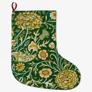 Meia De Natal Grande Vintage Arte Floral Verde Cherwell de William Morr