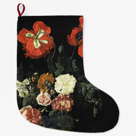 Meia De Natal Grande Vintage pintando "A Vida Estática com Flores"