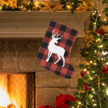 Meia De Natal Grande Vintage Red Buffalo Xadrez & Deer<br><div class="desc">Vintage Red Buffalo Xadrez & Deer</div>