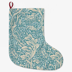 Meia De Natal Grande Vintage William Morris Arcadia Floral Sem Costura