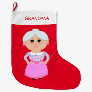 Meia De Natal Grande Vovó no Vermelho