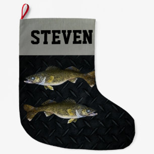 Meia De Natal Grande Walleye Pesca Pickerel de Esporte Legal