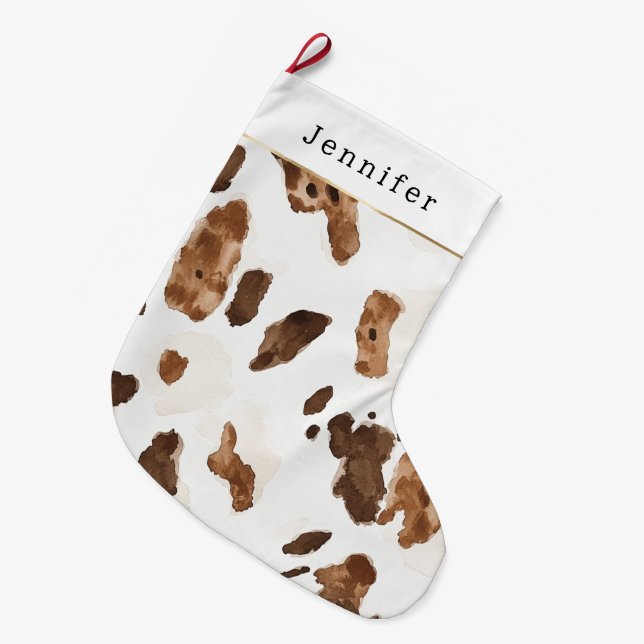 Meia De Natal Grande Warm Creamy White & Chocolate Candy Christmas (Frente (Pendurada))