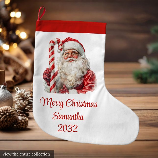 Meia De Natal Grande Warmish Santa Claus Trendy Modern Holiday Stocking (Warmish Santa Claus Trendy Modern Holiday Stocking)